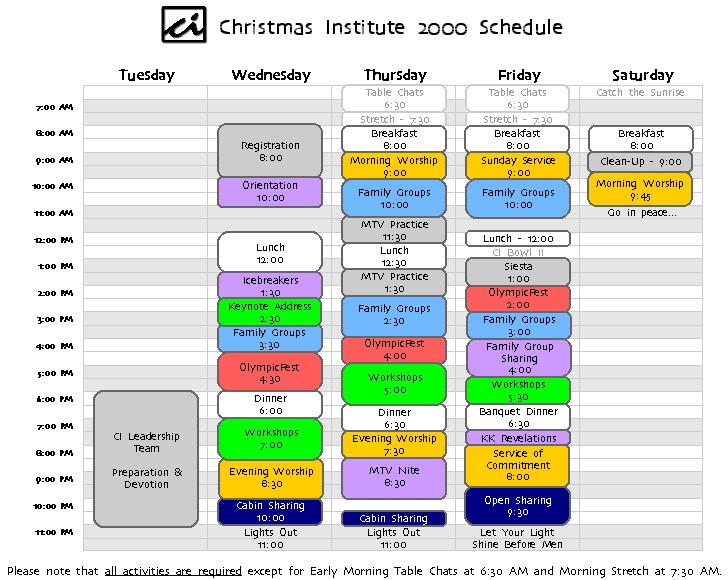 CI 2000 Schedule