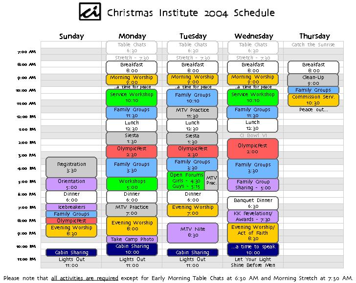 CI 2004 Schedule
