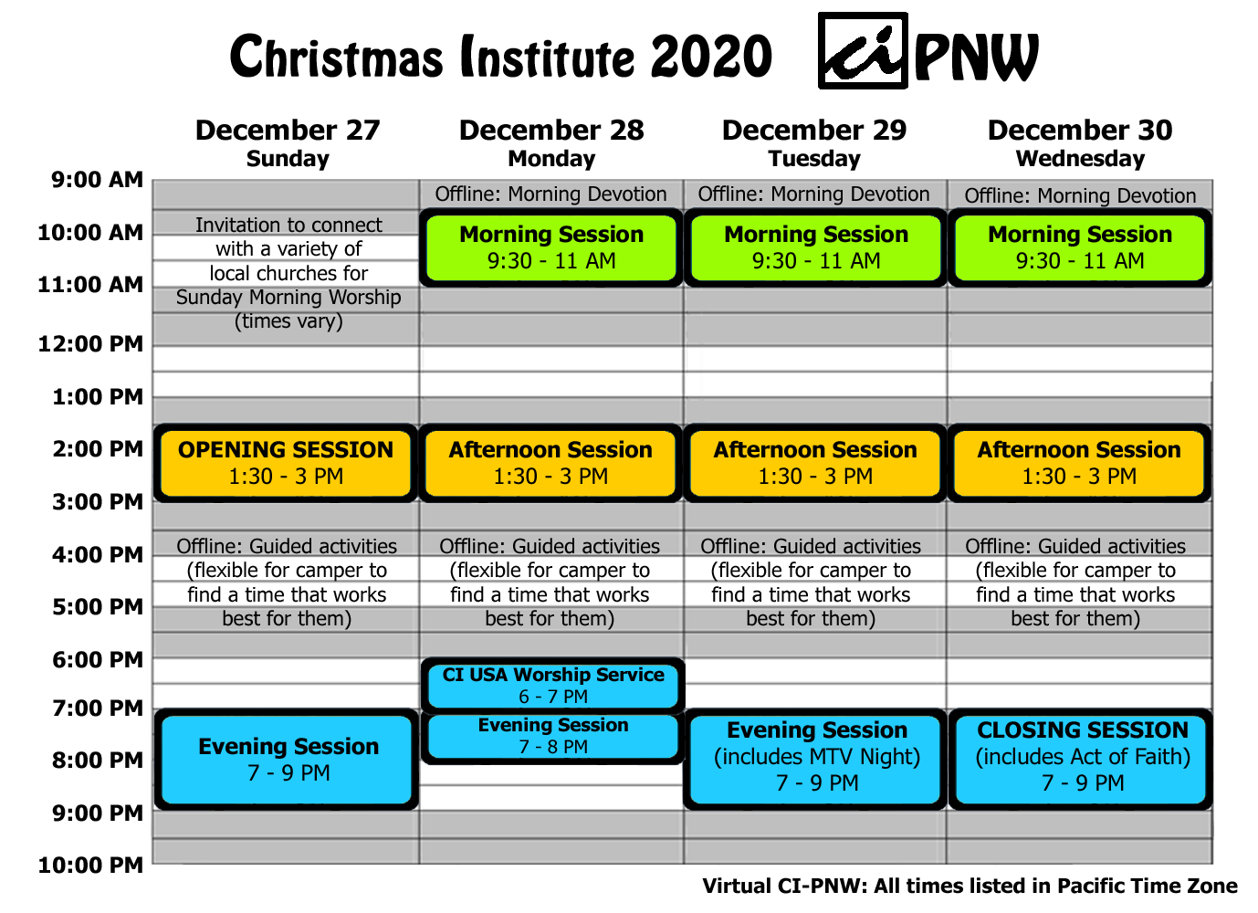CI-PNW 2020 Schedule