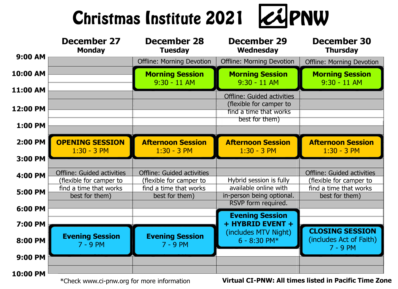 CI-PNW 2021 Schedule
