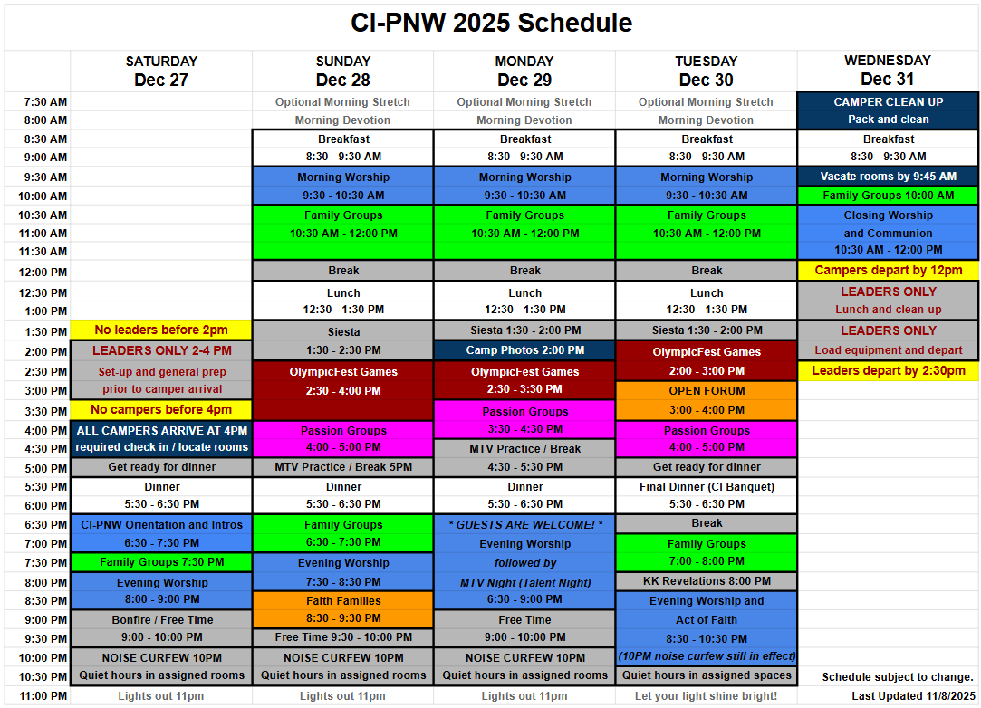 CI 2025: Schedule
